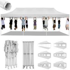 HOTEEL 10’x30' pop-up tent, suitable for parties, heavy-duty easy-to-set-up tent with 8 side walls, outdoor commercial instant gazebo, suitable for wedding events, with portable bag