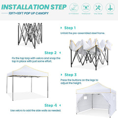 YUEBO 10x10 FT Outdoor Pop Up Canopy Tent Heavy Duty Commercial Instant Shelter Waterproof Party Tent Gazebo with 4 Removable Sidewalls