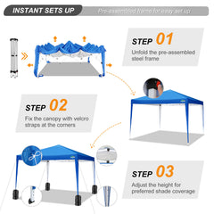 COBIZI 10x10 Pop Up Canopy Tent, Outdoor Instant Commercial Gazebo, Shade Shelter Waterproof Tents for Backyard Parties Event,Blue