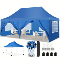 COBIZI 10'x20' Pop up Canopy with 6 Removable Sidewalls, Outdoor Canopy Tents for Partie Wedding, Instant Sun Protection Shelter with Upgrade Raised Roof and Carry Bag,Gray