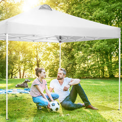 COBIZI 10' x 10' Adjustable Height Pop-up Canopy Tent Fully Waterproof Instant Outdoor Canopy Folding Shelter with 4 Removable Sidewalls, Air Vent on The Top, 4 Sandbags, Carrying Bag, White