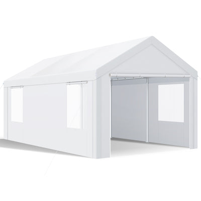 HOTEEL 10'x20' Large Heavy Duty Car Tent with Steel Frame, Portable Garage Wedding Tent Gazebo Big Tents Carport Shelter with Waterproof Top Cover, All-Season Tarp for Outdoor Party Birthday, Gray