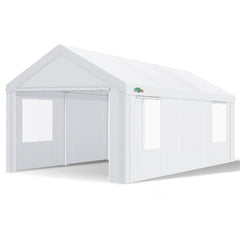 COBIZI Carport 10x20 ft Heavy Duty Car Canopy with Roll-up Windows Portable Garage with Removable Sidewalls & Door, Outdoor Canopy Carport Portable Car Tent Garage Car Canopy with Steel Frame, Gray