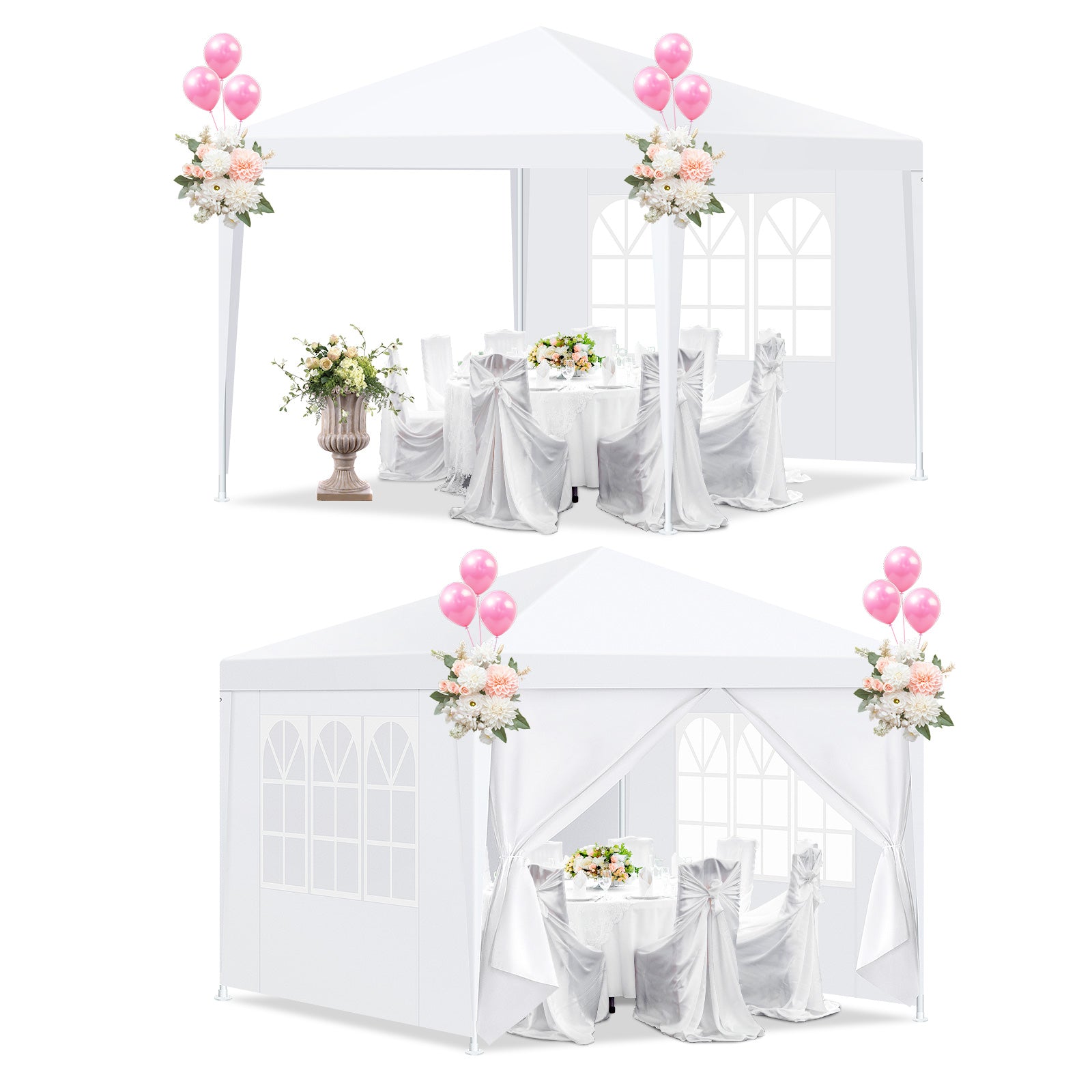 COBIZI 10'x30' Party Canopy Tent with 8 Removable Sidewalls, White SPC108L