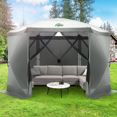 COBIZI 12'x12' Portable 6 Side Pop Up Canopy Screen House Tent, SPC44L