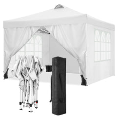 10' x 10' Adjustable Height Pop-up Canopy Tent Fully Waterproof Instant Outdoor Canopy Folding Shelter with 4 Removable Sidewalls, Air Vent on The Top, 4 Sandbags, Carrying Bag