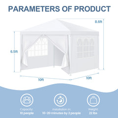 COBIZI 10'x20' Canopy Party Tent with 4 Removable Sidewalls, Outdoor Tent for Parties, Event Tent, Large Canopy Tent for Weddings, Parties, Patio Camping Gazebo, All Season & Waterproof, White SPC000108