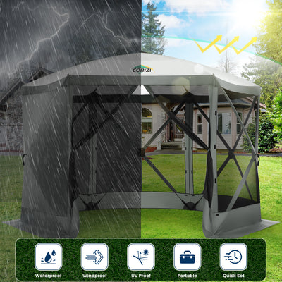 COBIZI 12'x12' Portable 6 Side Pop Up Canopy Screen House Tent, SPC44L