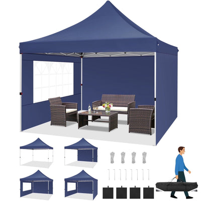 HOTEEL Pop up Canopy Tent 10x10 Commercial Instant Canopy with 4 Sidewalls & Carry Bag,Portable Tent for Parties Beach Camping Party Event Shelter Sun Shade,White