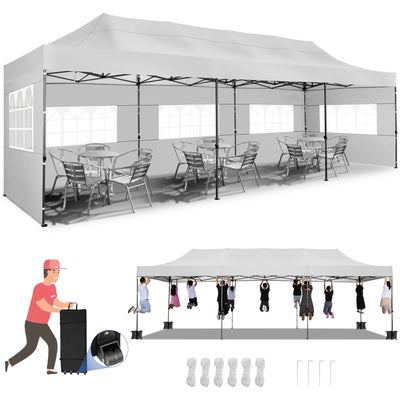 COBIZI 10'x30' Pop Up Canopy with 8 Sidewall, Heavy Duty Canopy UPF 50+ All Season Wind Waterproof Commercial Outdoor Wedding Party Tents