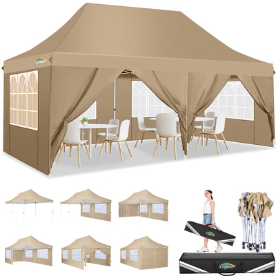 COBIZI 10'x20' Pop Up Waterproof Party Tent Canopy with 6 Removable Sidewalls AMA005924
