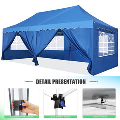 YUEBO Canopy 10' x 20' Pop Up Canopy Tent Heavy Duty Waterproof Adjustable Commercial Instant Canopy Outdoor Party Canopy Parties,Wedding,Outside Patio,Event,Backyard,Black