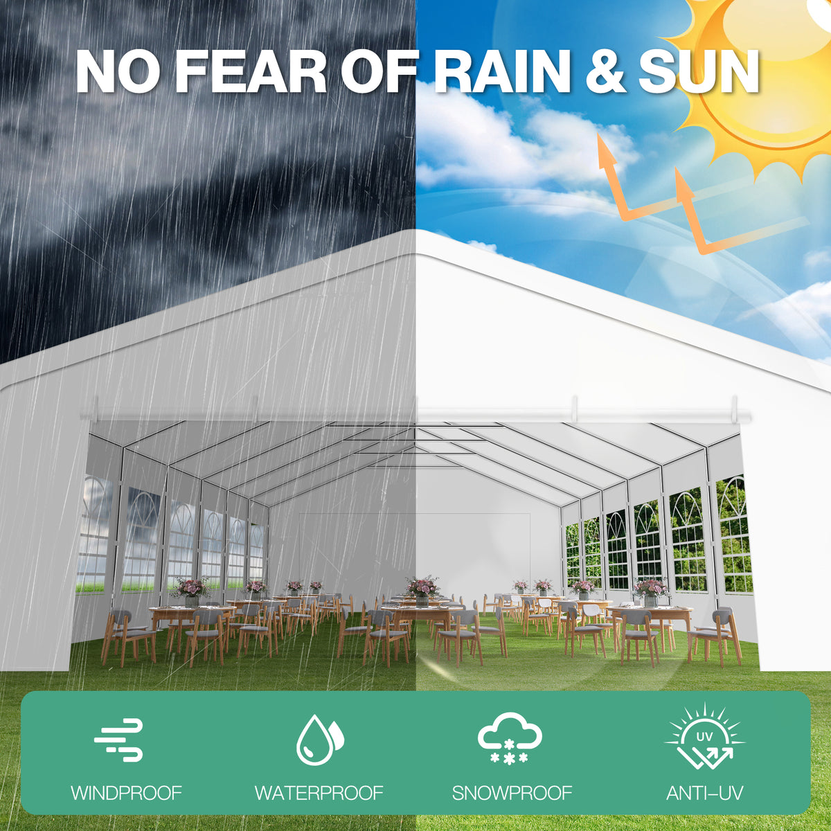 COBIZI 20'x50' Heavy Duty  Party Canopy with 14 Sidewalls & Built-in Sandbags SPC315