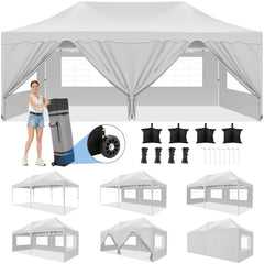 HOTEEL Canopy 10'x20' Pop Up Canopy Tent Heavy Duty Waterproof Adjustable Commercial Instant Canopy Outdoor Party Canopy Parties,Wedding,Outside Patio,Event,Backyard