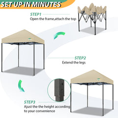 COBIZI 6.5x6.5 FT Pop up Canopy, Waterproof Commercial Canopy Tent,Outdoor Garden Gazebo, with Carry Bag