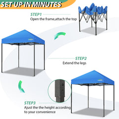 COBIZI 6.5x6.5 FT Pop up Canopy, Waterproof Commercial Canopy Tent,Outdoor Garden Gazebo, with Carry Bag