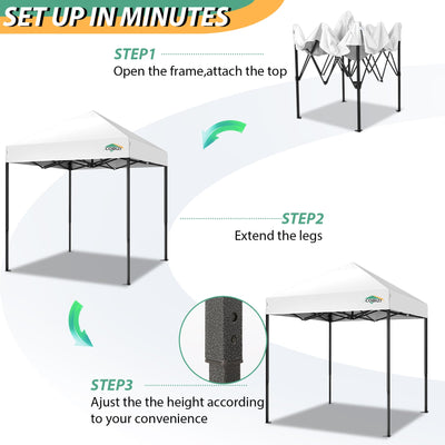 COBIZI 6.5x6.5 FT Pop up Canopy, Waterproof Commercial Canopy Tent,Outdoor Garden Gazebo, with Carry Bag