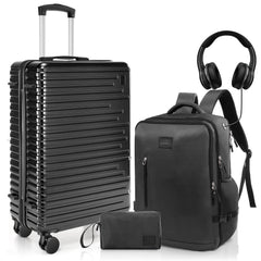 Hoteel 5 Piece Hardshell Luggage Set,Expandable PC+ABS Durable Suitcase,Hardside Lightweight Suitcase with TSA Lock Spinner Wheels,Navy Blue