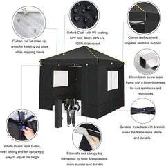 HOTEEL 10' x 10' Outdoor Canopy Party Tent EZ Pop up Canopy Portable Commercial Instant Canopy Shelter Tent Waterproof Gazebo with 4 Sidewalls & Carry Bag,Stakes & Ropes,Black