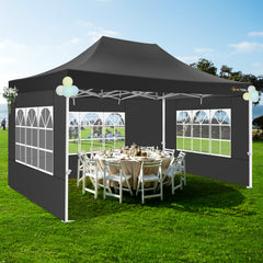 Hoteel 10'x15' Heavy Duty Canopy Tent with 4 Sidewalls,Pop up Canopy for Parties Wedding,Commercial Easy up Gazebo with Roller Bag,UV 50+&Waterproof