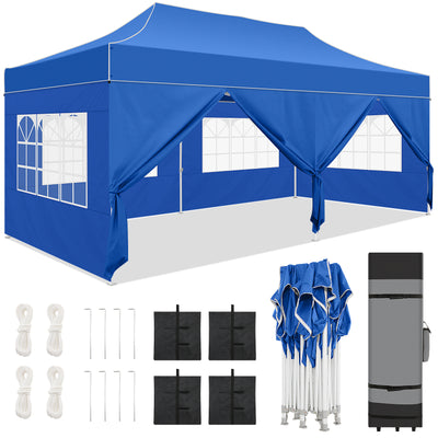 COBIZI 10x20 Pop Up Canopy Tent Heavy Duty with 6 Removable Sidewalls, Commercial Heavy Duty Pop Up Tent for Parties All Weather Waterproof and UV 50+ Wedding Tent with Roller Bag(Legs Upgraded)