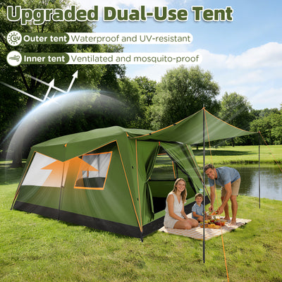 COBIZI 10 Person Large  2 Room Camping Tent With Removable Awning , 3 Minutes Instant Setup SPC269