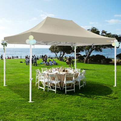 HOTEEL 10x15 Pop Up Canopy Tent Heavy Duty Easy Up Outdoor Canopy Commercial Event Tent Wedding with Roller Bag,UV 50+ & Upgraded No Water Accumulation,Thick Hexagonal Legs