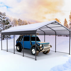 HOTEEL 12X20 FT Outdoor Carport, Galvanized Metal Heavy Duty Garage Car Storage Shelter, Metal Carport Upgraded Extra Large Garage