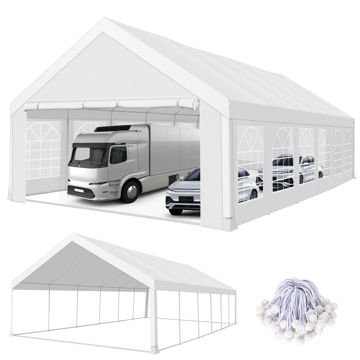 HOTEEL 20x40 Party Tent Heavy Duty with 8 Removable Sidewalls & 4 Built-in Sandbags, Commercial Wedding Large Tent, UV 50+, Waterproof, White