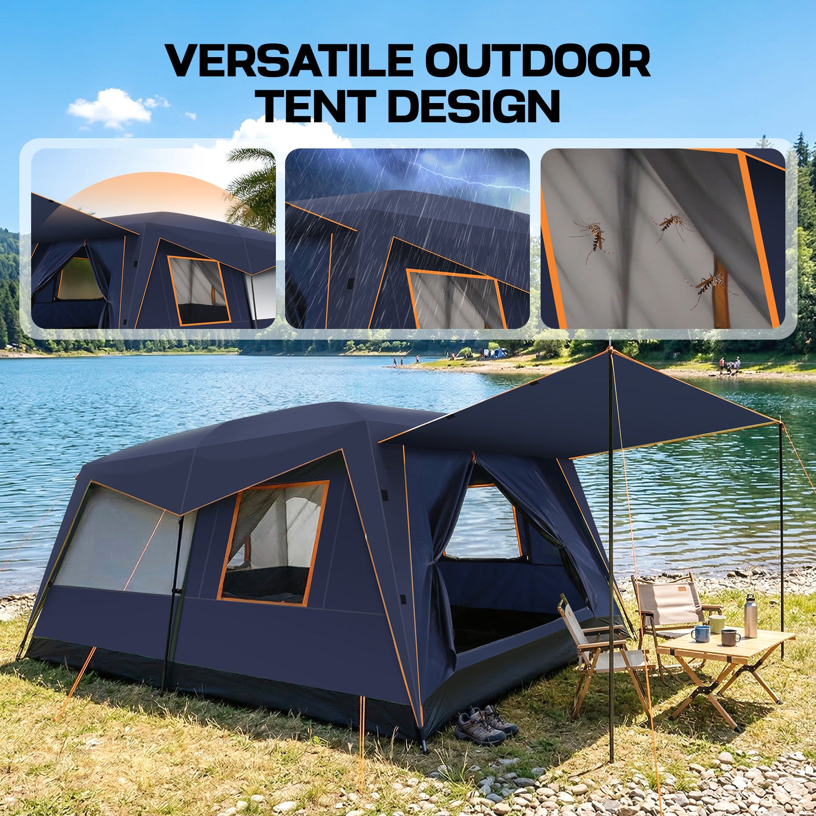 HOTEEL 10 Person Camping Tent Family Tents, Instant Cabin Tents, Family Cabin Multi Room Pop Up Tents Car Camping for Parties, Music Festival Tent, Big, Easy Up, Included Storage Pockets
