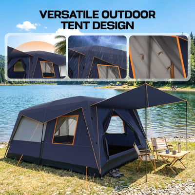 HOTEEL 10 Person Camping Tent Family Tents, Instant Cabin Tents, Family Cabin Multi Room Pop Up Tents Car Camping for Parties, Music Festival Tent, Big, Easy Up, Included Storage Pockets