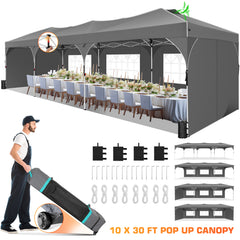 COBIZI 10x20 EZ Pop Up Canopy Tent Party Tent Outdoor Event Protable Instant Shelter Canopy Gazebo with Sandbags and Carry Bag,Black