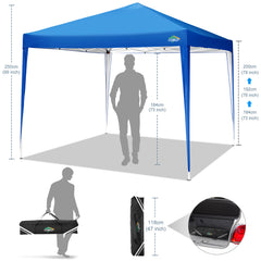 COBIZI 10'x10' Pop up Canopy Tent, Outdoor Instant Commercial Tents, Shade Shelter Gazebo,for Backyard Parties Event,Blue