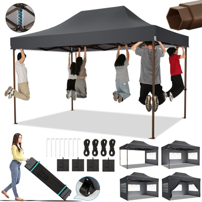 HOTEEL 10'x15' Heavy Duty Canopy Tent for Outside,Commercial Pop Up Gazebo with 4 Waterproof Walls,Hexagonal Frame & Roller Ba,Outdoor Weddings,Parties