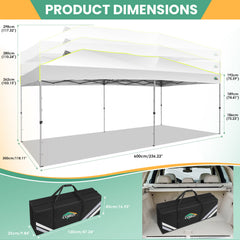 COBIZI 10x20 Pop up Canopy Tent Easy up Canopy for Outside Instant Portable Waterproof Party Canopy Tent for Summer Beach Garden Party Camping Outside with Air Vent,Reflective Strip,4 Sandbags