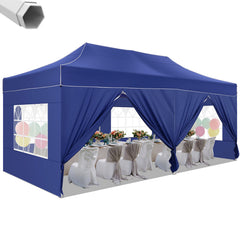 HOTEEL Tents for Parties, 10x20 Pop Up Canopy Tent Heavy Duty with 6 Sidewalls, Commercial Outdoor Canopy Tents for Event Wedding, All Season UV 50+& Waterproof with Roller Bag, Thickened Legs, Black