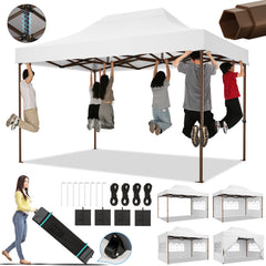 HOTEEL 13x26 Heavy Duty Pop Up Canopy,Instant Outdoor Gazebo with 6 Sidewalls, Commercial Grade Party Tent for Wedding Events, Hexagonal Frame,Black