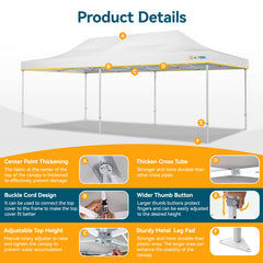 HOTEEL 13x26 Heavy Duty Pop Up Canopy,Instant Outdoor Gazebo with 6 Sidewalls, Commercial Grade Party Tent for Wedding Events, Hexagonal Frame,Black