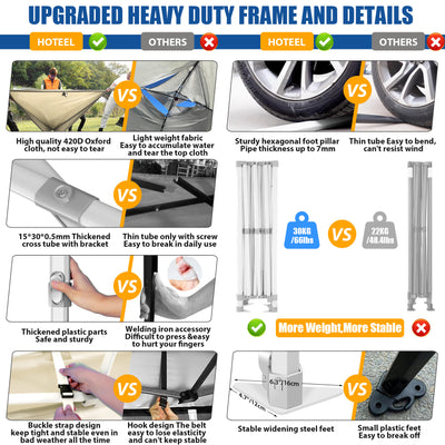 HOTEEL 10x15 Pop Up Canopy Tent Heavy Duty with 4 Sidewalls,Tents for Parties Outdoor Canopy Event Tent Wedding with Roller Bag,UV 50+ & Upgraded No Water Accumulation,Thick Hexagonal Legs