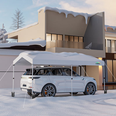 COBIZI 10x20 Pop Up Canopy-Easy Up Carport Canopy with One Push Setup-Outdoor Sun Shade&Waterppof Tent for Parties, Camping, Events-with 2 Sidewalls,Portable Bag,4 Weight Bags,4 Ropes&10 Stakes