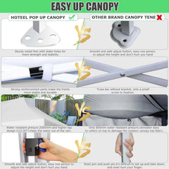 HOTEEL 10x30 Pop Up Canopy Tent with 8 Sidewalls,Heavy Duty Wedding Event Tents,Party Gazebo with Roller Bag,UPF 50+ Windproof Waterproof