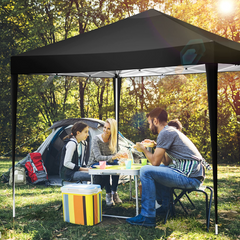 COBIZI 10x10ft Pop up Canopy Tent with 4 Sidewalls, Easy up Outdoor Waterproof Camping Tent,for Parties,Picnic, Black