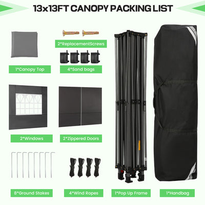 Hoteel 13x13 Pop up Canopy with 4 Removable Sidewalls, Outdoor Canopy Tents for Parties Wedding, High Stability, Instant Sun Protection Shelter with Upgrade Raised Roof and Carry Bag
