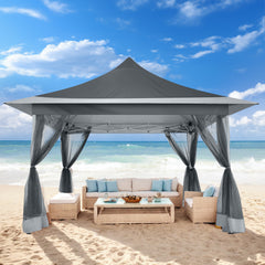 HOTEEL 12x12 EZ Pop Up Gazebo Tent with Sidewalls,Patio Gazebo Instant Shelter for Outdoor Party Camping Backyard Beach with Carry Bag,Stakes,Ropes,Khaki