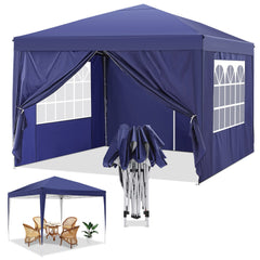 COBIZI 10x10ft Popup Canopy Waterproof Canopy with 4 Sidewalls Outdoor Commercial Instant Shelter Beach Camping Canopy Tent for Party, Black