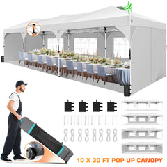COBIZI 10x20 EZ Pop Up Canopy Tent Party Tent Outdoor Event Protable Instant Shelter Canopy Gazebo with Sandbags and Carry Bag,Black