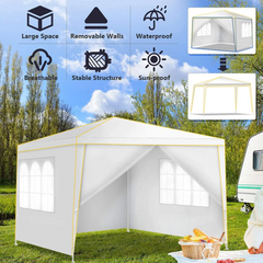HOTEEL Pop up Canopy Tent 10x10 Commercial Instant Canopy with 4 Sidewalls & Carry Bag,Portable Tent for Parties Beach Camping Party Event Shelter Sun Shade,White