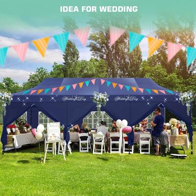 HOTEEL Heavy Duty 10x30 Commercial Tent,Pop up Canopy for Parties,Wedding,Waterproof Gazebos with 8 Sidewalls,Dark Blue