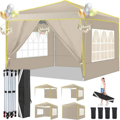 HOTEEL 10' x 10' Outdoor Canopy Party Tent EZ Pop up Canopy Portable Commercial Instant Canopy Shelter Tent Waterproof Gazebo with 4 Sidewalls & Carry Bag,Stakes & Ropes,Black