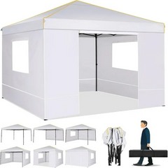 HOTEEL 10' x 10' Outdoor Canopy Party Tent EZ Pop up Canopy Portable Commercial Instant Canopy Shelter Tent Waterproof Gazebo with 4 Sidewalls & Carry Bag,Stakes & Ropes,Black